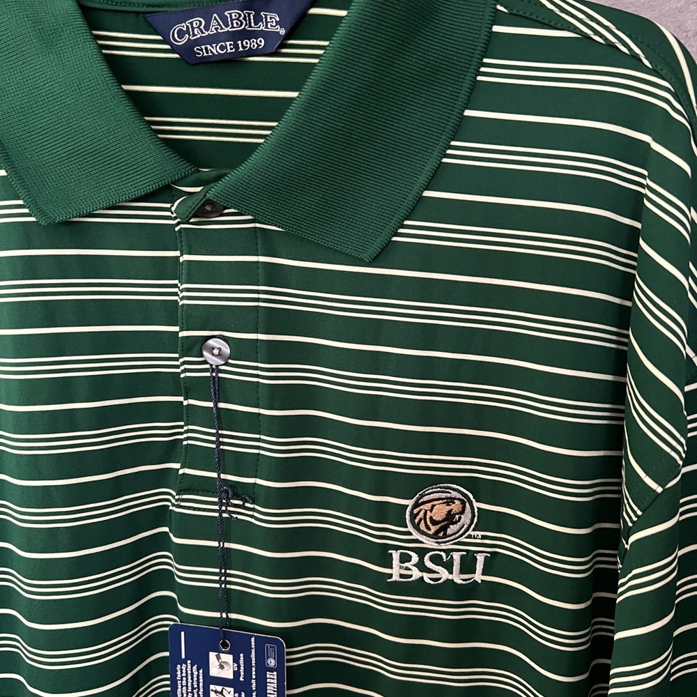 Bemidji State BSU Polo XXL Green Stripe Crable Ztek NWT